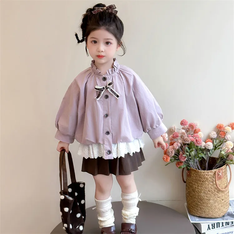 女童韩版蕾丝花边外套秋季2025新款儿童休闲时尚秋装休闲穿搭上衣