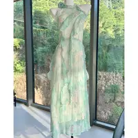 新 【只此青绿】百分100桑蚕丝连衣裙H9010