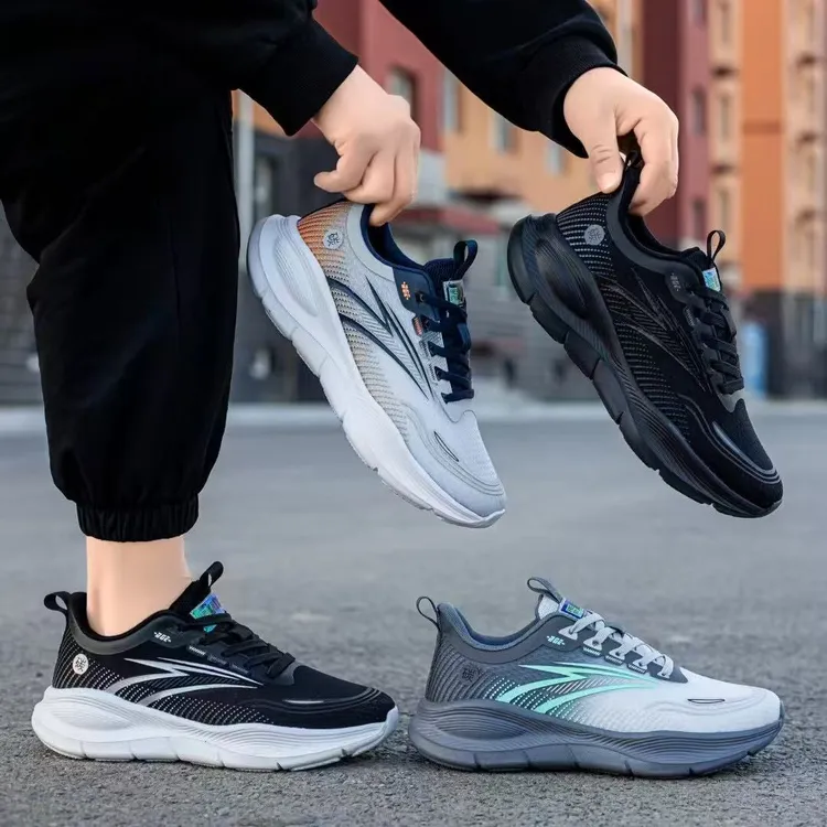 2025新品夏季回弹减震运动休闲鞋男鞋透气网面舒适轻便跑鞋