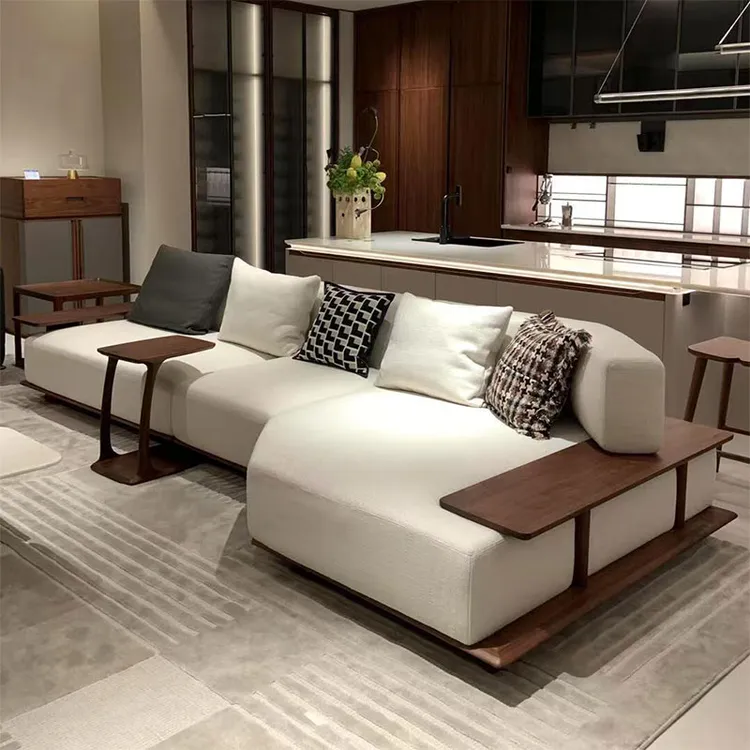 新中式轻奢简约北美黑胡桃木沙发禅意实木沙发高级感真皮家具定制