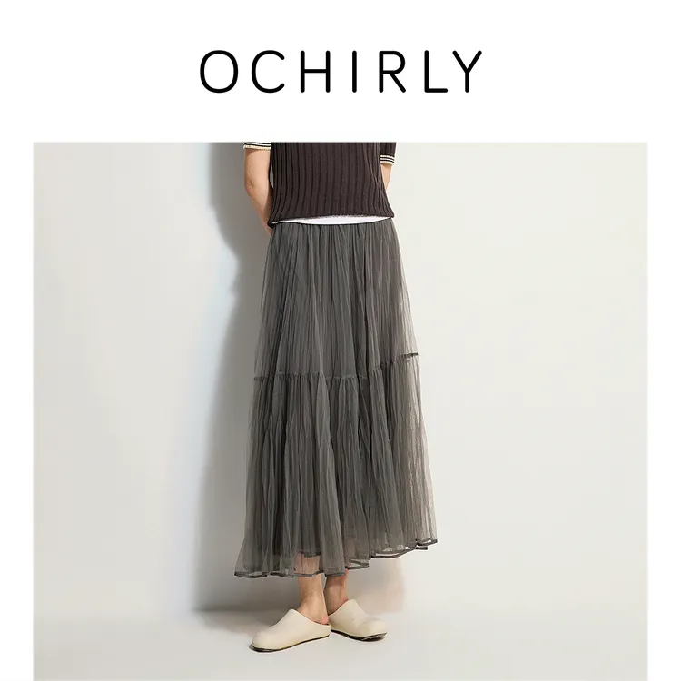 【热销补货】欧时力蓬蓬纱裙大摆伞裙长裙网纱半身裙度假秋冬尖货