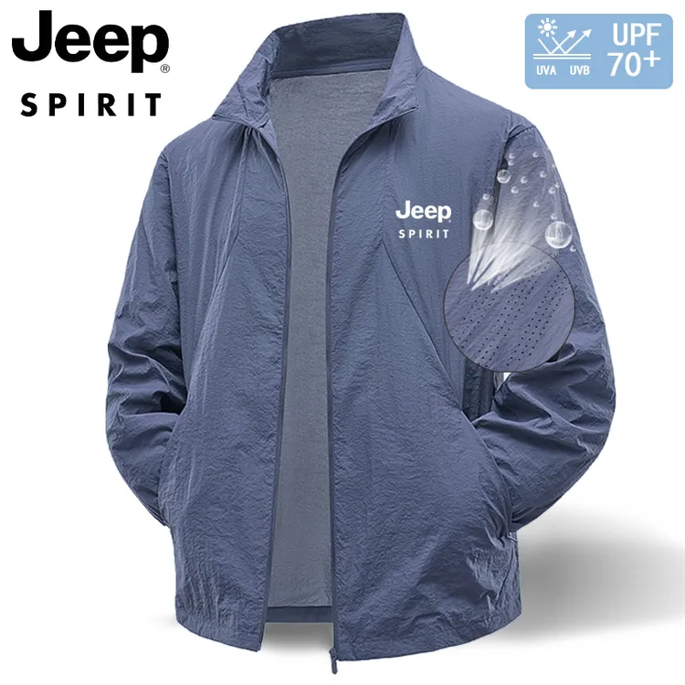 jeep吉普防晒衣男士夏季轻薄透气冰丝户外钓鱼运动休闲皮肤衣外套