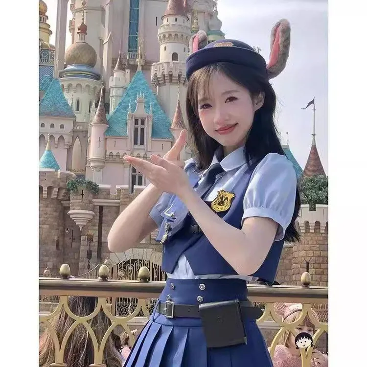 成人款兔子警官朱迪cos服疯狂动物城衣服JK裙子马甲洛丽塔全套