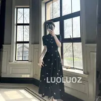 【现货】LUOLUOZ【小漫春曲】温柔风气质刺绣收腰短款连衣裙H81265