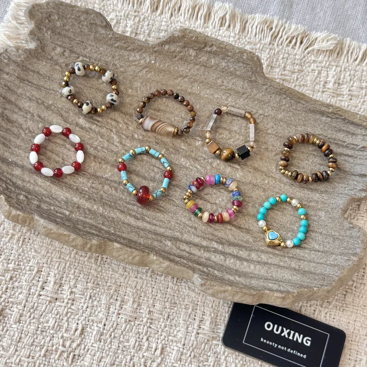 钛钢戒指 彩色弹力绳戒指个性ins小众设计感时尚百搭