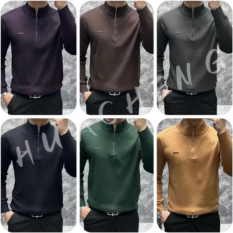 【HUACHENG】秋冬男士时尚锁温法式优雅老前锋百搭亨利领针织衫 