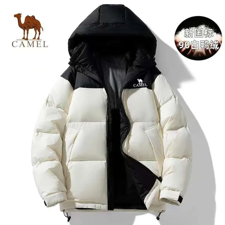 骆驼街火山羽绒服男装25新款情侣冬季加厚保暖短款连帽面包服外套