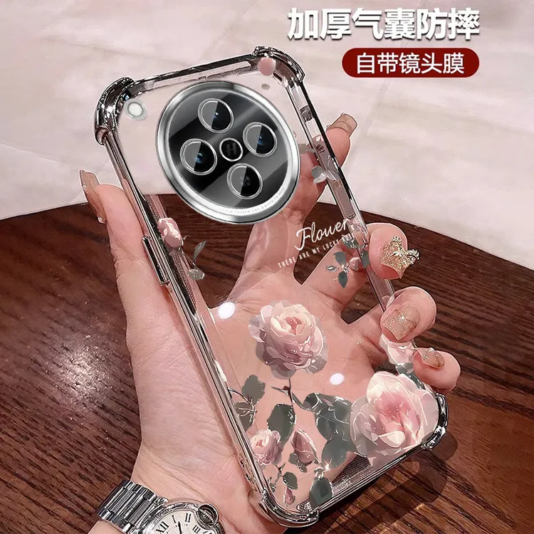 轻奢玫瑰花适用oppofindx8s+手机壳硅胶透明findx8s全包带镜头膜