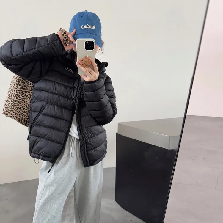 韩系轻薄早秋棉衣外套女连帽修身小个子设计感排骨服爆款夹棉棉袄