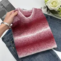 飞飞家 冬款  温柔慵懒风条纹渐变毛衣女Y5935红