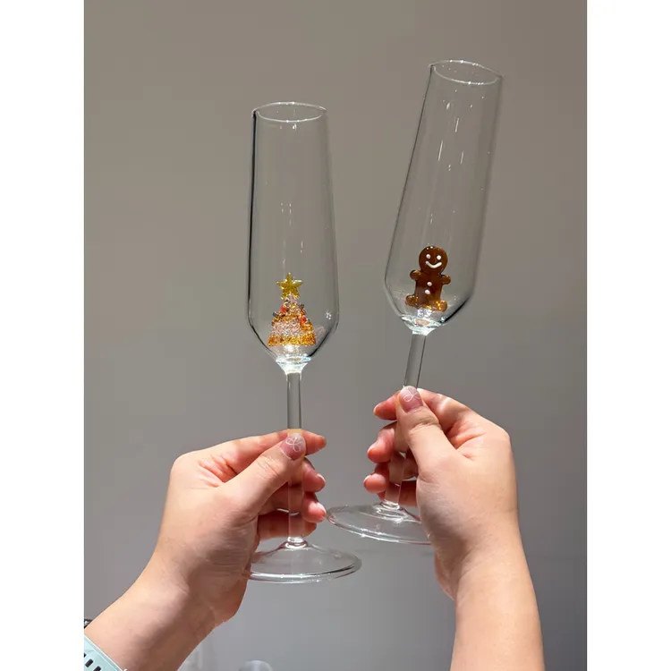 ININHOME圣诞杯高脚杯高颜值原创卡通香槟红酒杯送礼礼盒果酒HD