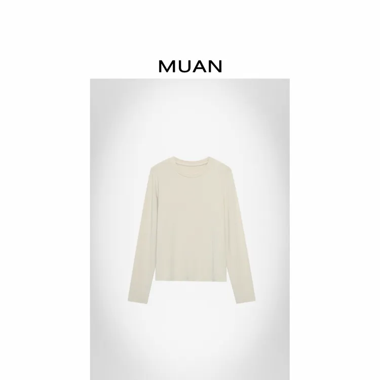 木岸MUAN：《白蓝地打底》“白蓝地系列”定制260克上衣女CQ-MJ-F8383