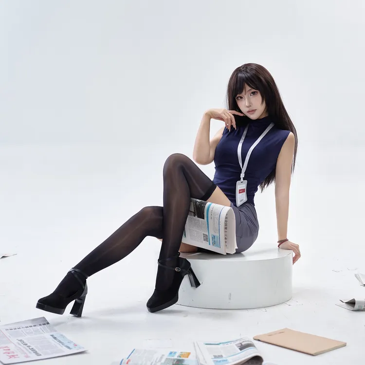 「结缘契约」显瘦深蓝灰色睡裙纯御御姐OL风包臀裙睡衣家居服