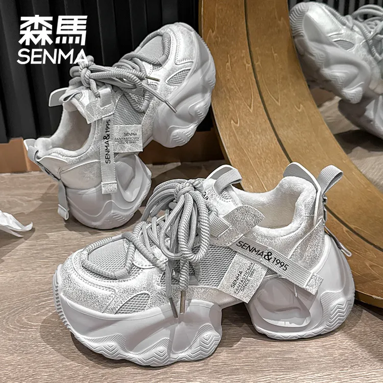 SENMA/森马女鞋2025新款冬季潮牌休闲运动鞋学生百搭厚底老爹潮鞋