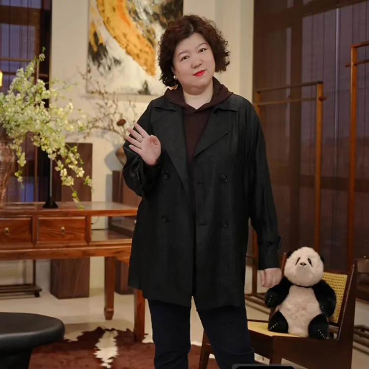 金雀绫【扶摇东方】香云纱100桑蚕丝龟裂纹加宽加大风衣SZA2TW542