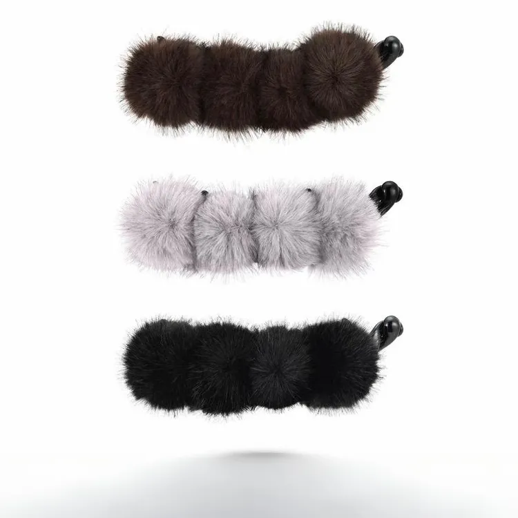 秋冬新款毛球香蕉夹发饰时尚高马尾简约竖夹气质发夹头饰发饰