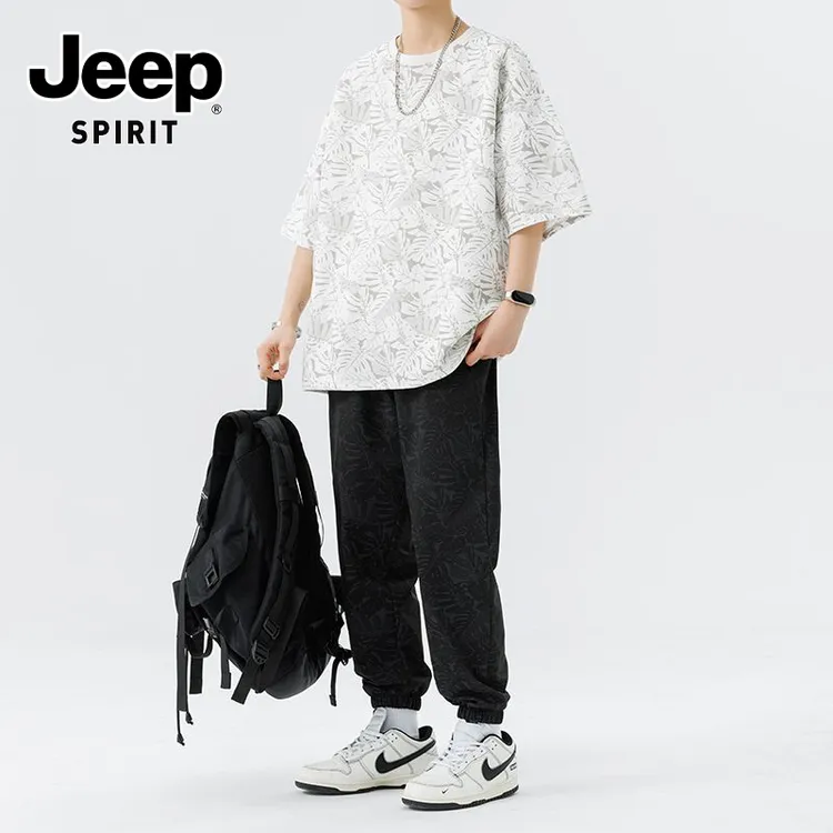 JEEPSPIRIT吉普夏季薄款套装男士2025年新款美式宽松休闲百搭套装
