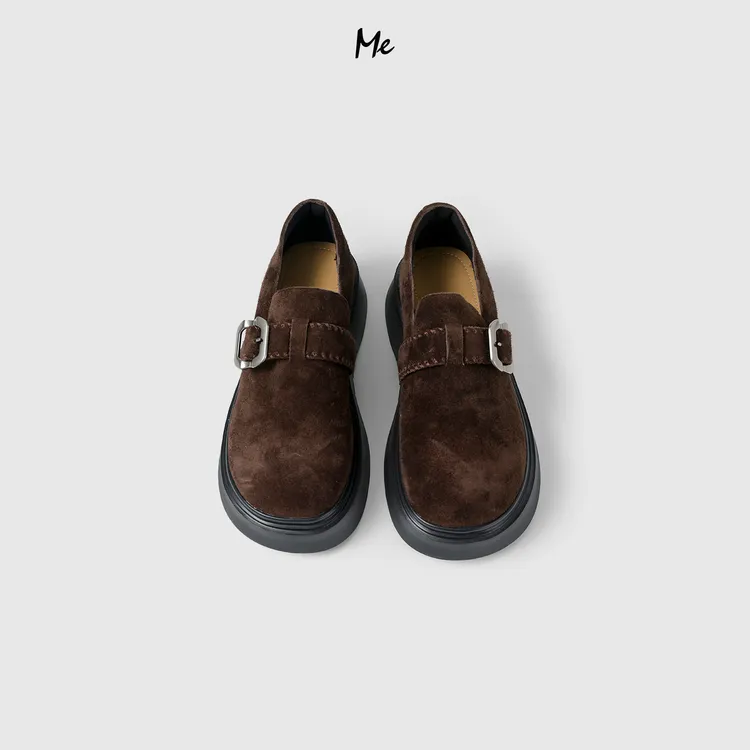 ME【磨砂真皮厚底乐福鞋】重磅牛反绒复古厚底增高时尚鞋子MESA2346