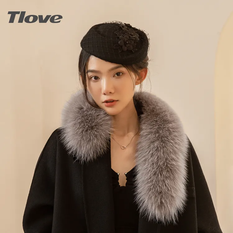 1760秋冬时尚毛领双面大毛领女士冬季保暖狐狸毛长款围脖73*13cm