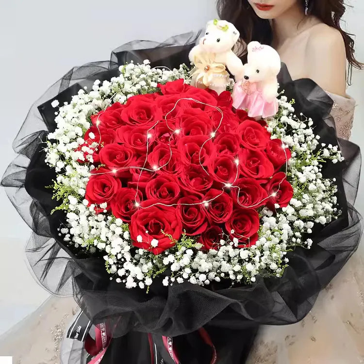 【表达示爱】红玫瑰花束鲜花小时达的同城配送表白礼物附近送花上门