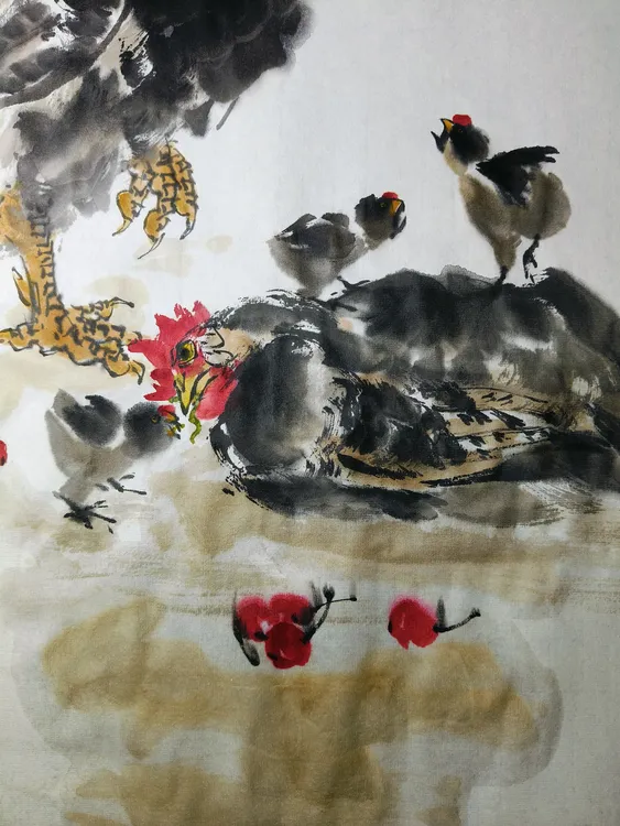 平安吉祥国画竹报平安阖家幸福46*69cm挂画软装装饰