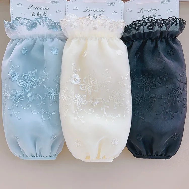 新款蕾丝袖套长款套袖女款秋冬季双层绣花洋气袖头羽绒服防尘护袖