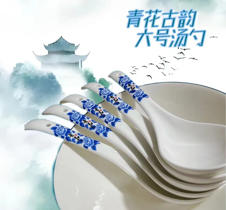 景德镇陶瓷大汤勺陶瓷烹饪勺子汤匙大号厨房用具盛汤汤勺瓷勺长柄