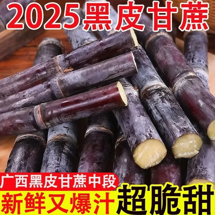 正宗广西黑皮甘蔗皮薄脆甜多汁新鲜现砍现发农家肥种植水果甘蔗