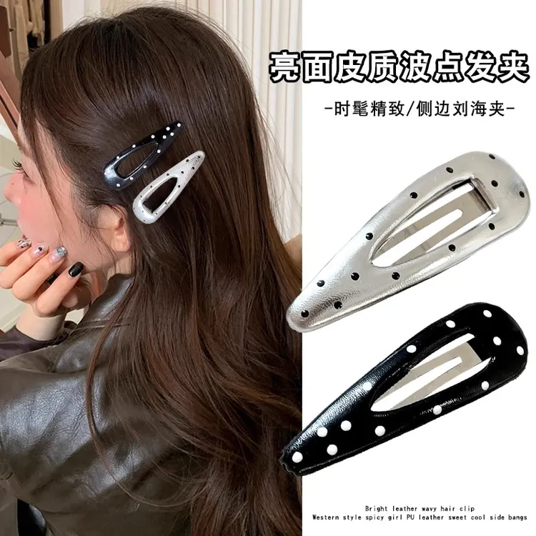 韩系波点水滴发夹女2025新款高端bb夹侧边碎发刘海夹边夹发卡发饰