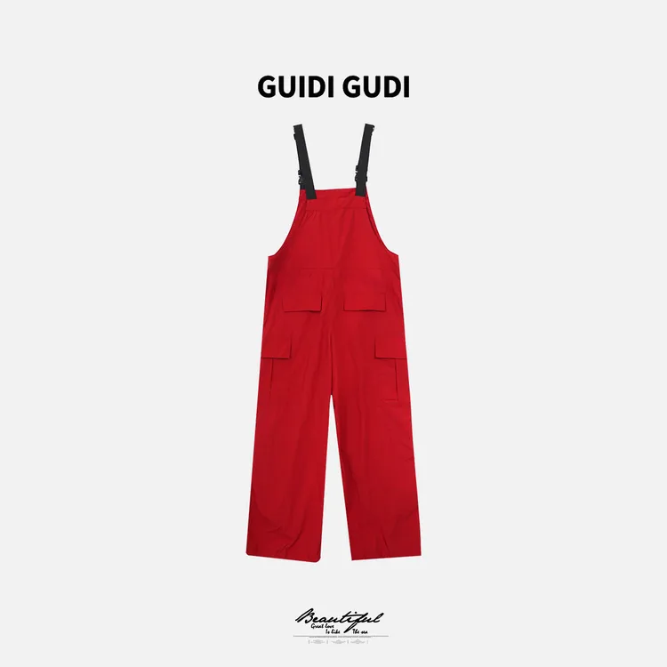 GUIDI GUDI【苹果树】气质百搭时尚背带裤休闲裤/黄加蓝 K9521319H