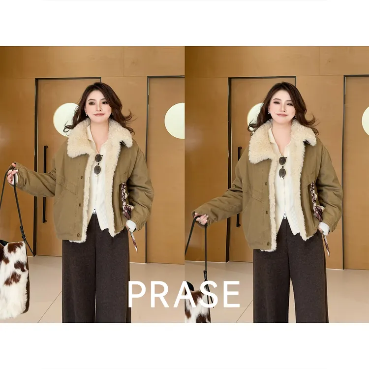 PRASE·杨杨【林中初雪】新国标90白鸭绒可拆卸毛领羽绒服PR510C72