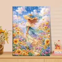 花中少女|数字油画diy真心遮盖六代颜料填涂色手绘礼物油彩装饰画