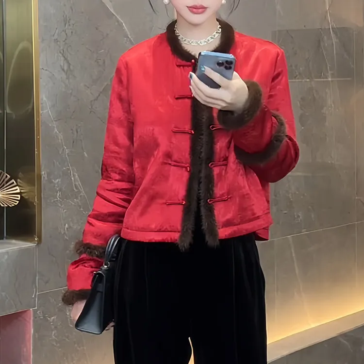 新款日常甜酷国风棉服女款2026秋冬季轻奢出街通勤松弛舒适外套