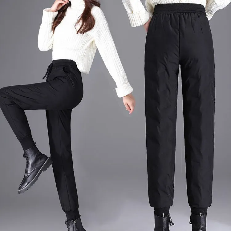 羽绒裤女高腰2025年加厚保暖防风防寒束脚女士棉裤冬显瘦修身可外