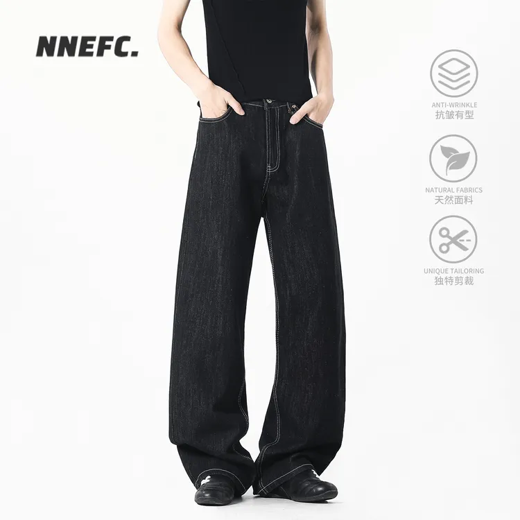 NNEFC美式复古阔腿牛仔裤男女2025新款春秋季原牛宽松休闲拖地裤