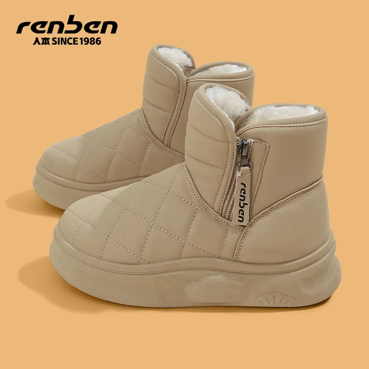 人本官方旗舰店2025新款保暖休闲冬时尚雪地靴软女鞋女款棉靴ol