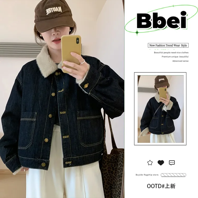复古牛仔外套女【不掉色】2025秋冬季新款韩版加绒加厚保暖港风上衣