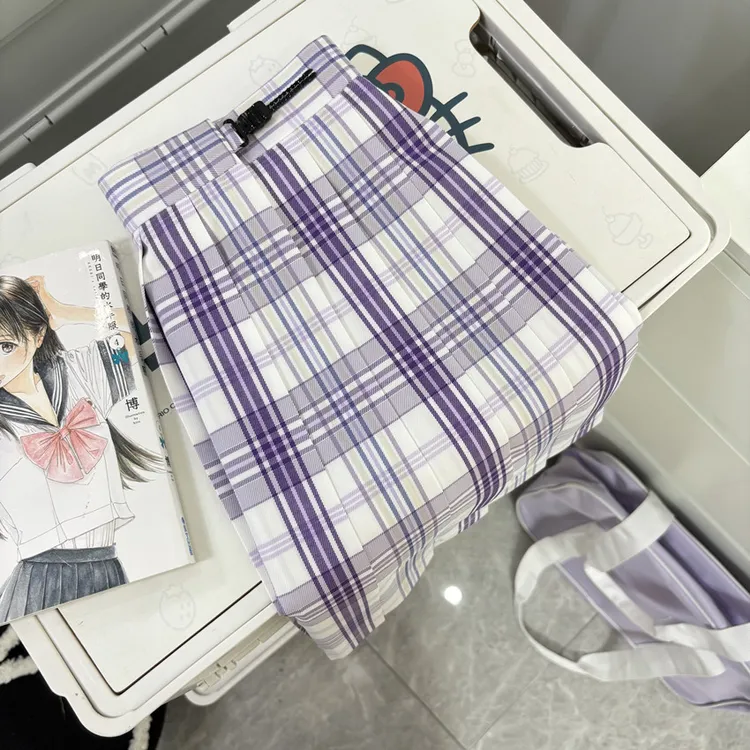 春岛续集【铃兰织梦】学院风少女紫色格裙jk原创正版日系百褶短裙