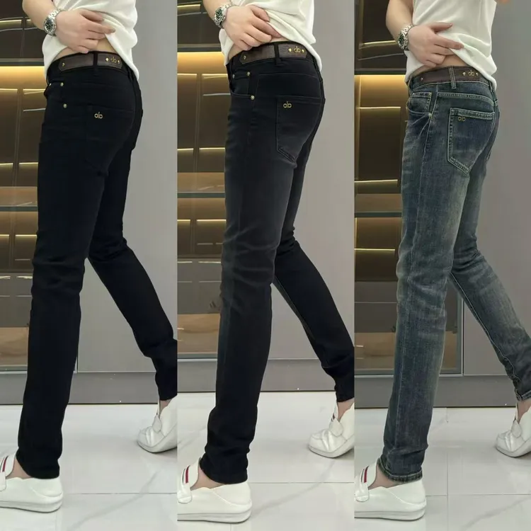 3331男士英伦风黑灰牛仔裤bf轻奢大气显瘦休闲小脚牛仔裤