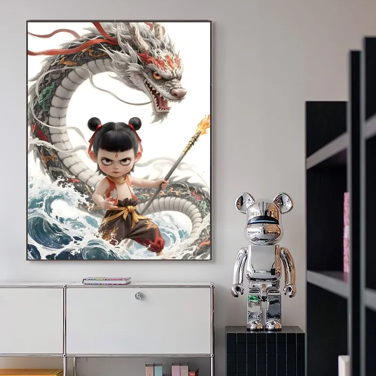 哪吒动画电影海报装饰画沙发背景墙过道客厅卧室书房床头壁画挂画