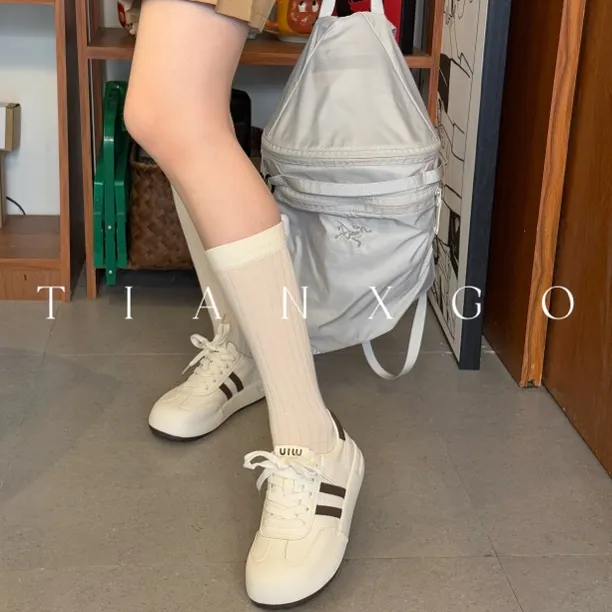 德训鞋女2025年早秋新款舒适软底防滑小白鞋爆款真皮透气休闲单鞋
