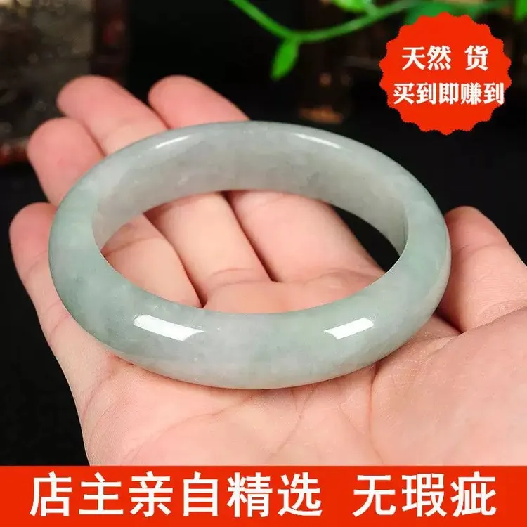 源头厂家 翠绿色飘花女款手镯精美百搭妈妈测量平安镯加宽贵妃镯