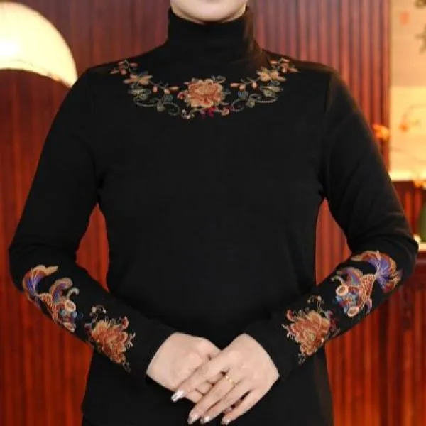 [锦鲤]江江高定加绒加厚气质优雅百搭新中式刺绣打底衫