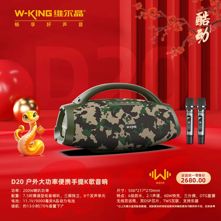 维尔晶D20大功率手提K歌音响