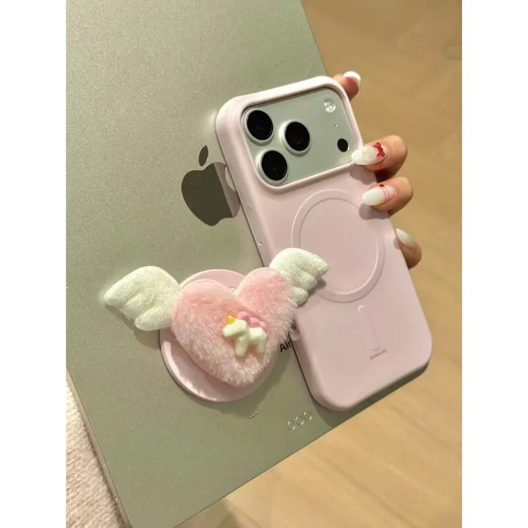 软萌少女粉爱心翅膀独角兽磁吸适用于iphone17promax苹果16手机壳