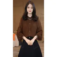 【小陈甄选】曼贝衬衫女士高级显瘦8593148A摩卡棕气质衬衣