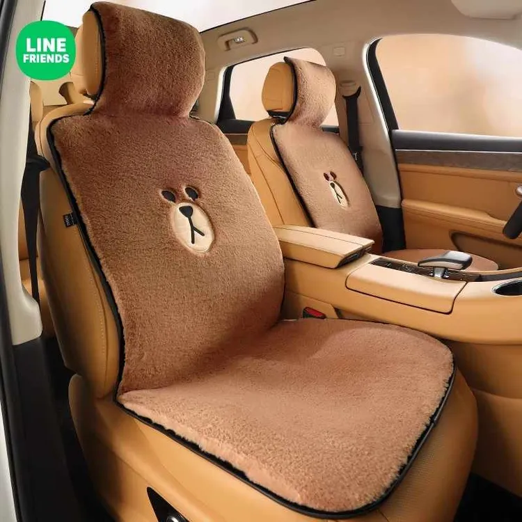 布朗熊前坐垫卡通可爱坐垫冬季毛绒保暖座垫隔热垫