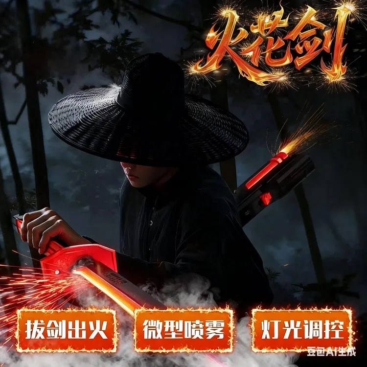 【拔刀喷火】新款火花光剑玩具男孩喷雾发光玩具男孩黑科技喷雾玩具