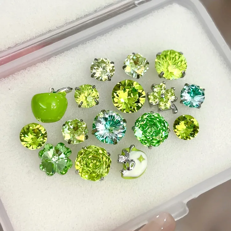 钛钢耳饰 青苹果乐园RINGRING商店绿色耳骨钉钛钢养耳耳钉