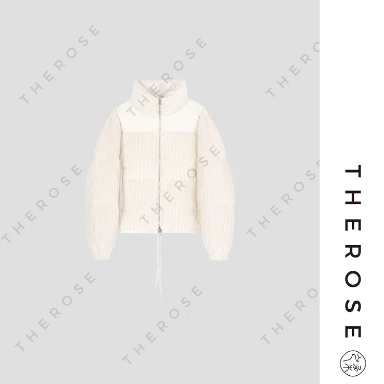 之柔【风雪留白】意大利进口PONTOGLIO灯芯绒时尚保暖小狗羽绒服女